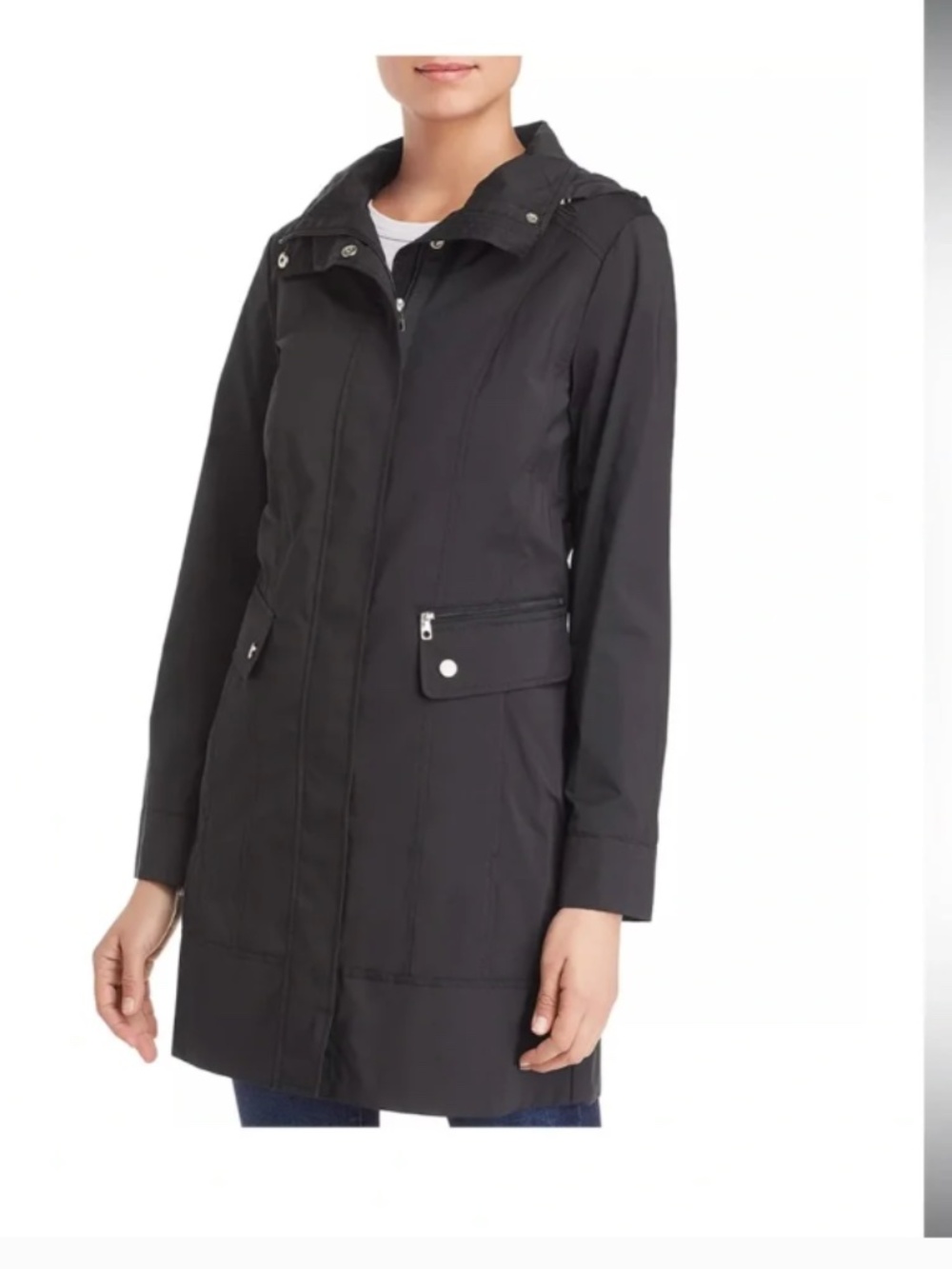Cole Haan Packable Rain Jacket, Black, Sz M